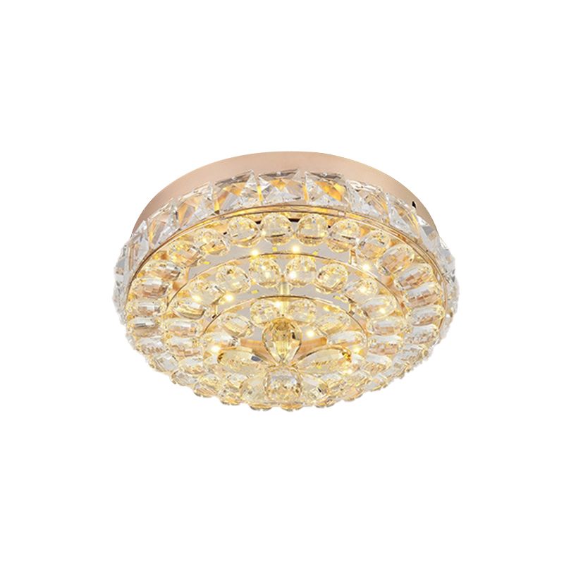 Modern Stylish Blossom Mini Flush Mount Crystal Integrated LED Ceiling Lighting in Gold, Warm/White Light