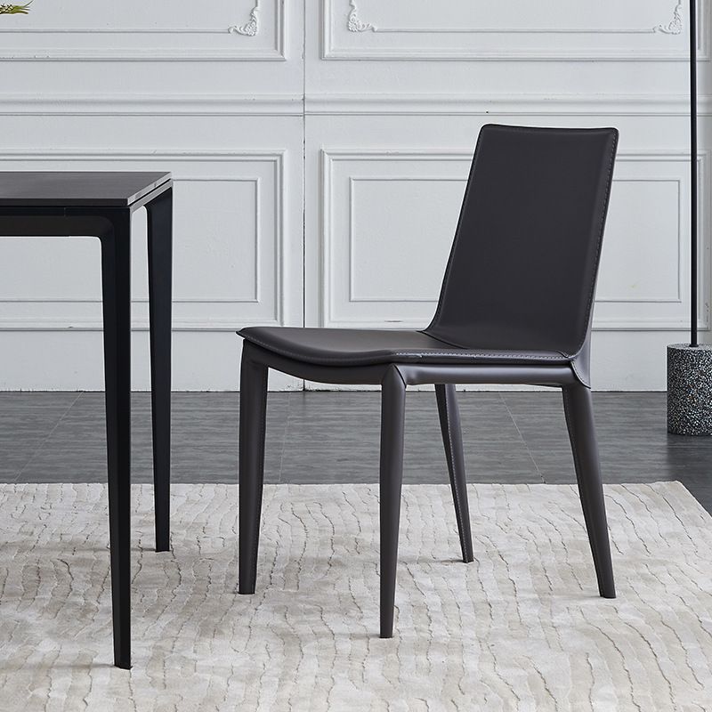 Contemporary Armless Dining Chairs Faux Leather Dining Chair