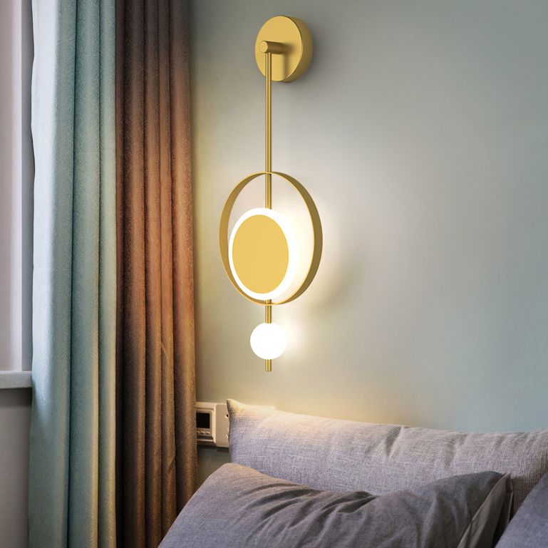 Adjustable Light 1 Light Circular Wall Sconce Nordic Luxury Style Metal Sconces