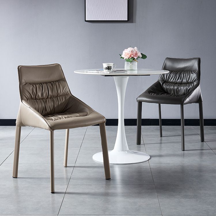 Sillas laterales de comedor de cuero contemporáneo, silla con respaldo sólido para uso doméstico