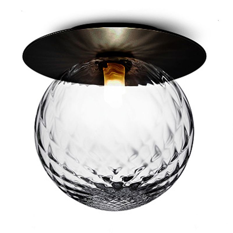 Ball Shape Ceiling Lamp Modern Iron 1 lIght Flush Mount with Glass Lampshade for Aisle