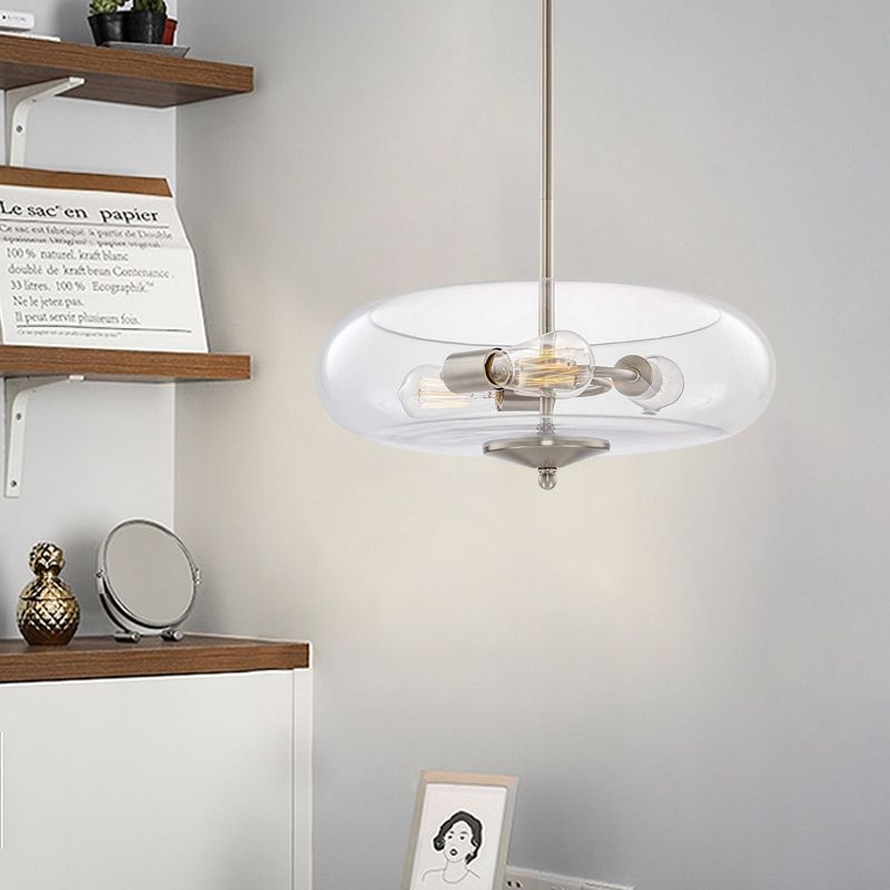 Chrom Fischtank Kronleuchter Licht Einfache 3 Leuchten klare Glashängelampe für das Restaurant