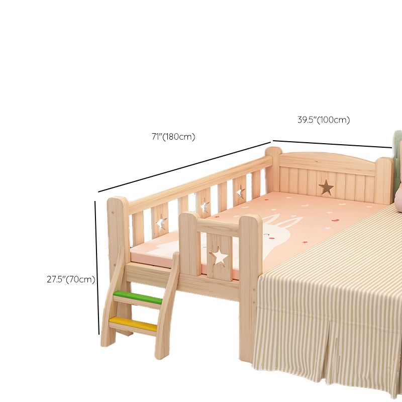 Washed Natural Solid Wood Nursery Bed Contemporary with Guardrail