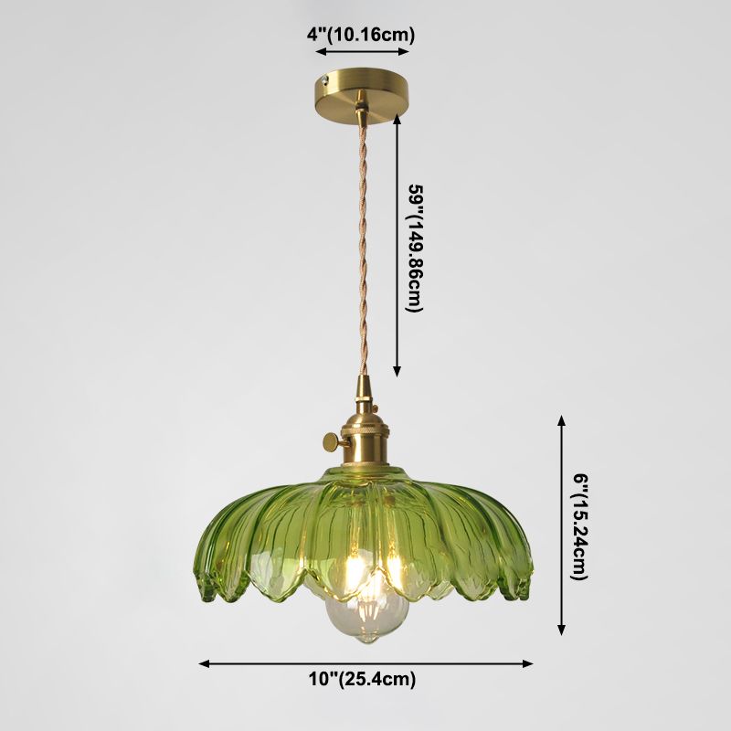 Lampada appesa a 1 luce delle viti, vetro a costola contemporanea lampada appesa