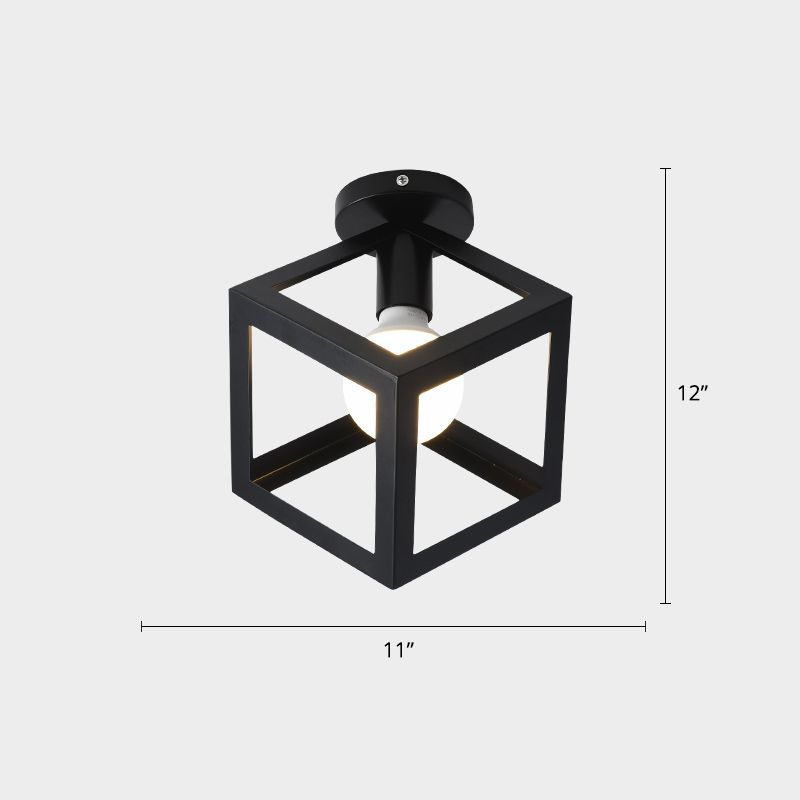 Lámpara de techo incorporada de pequeño Canal de jaula, lámpara de techo negra de metal industrial