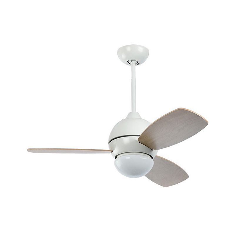 Acrylic Dome Flan Lamp Modern LED Black/Grey/White Semi Flush Mount Ceiling Fixture with 3 Wood Blades, 36" Long
