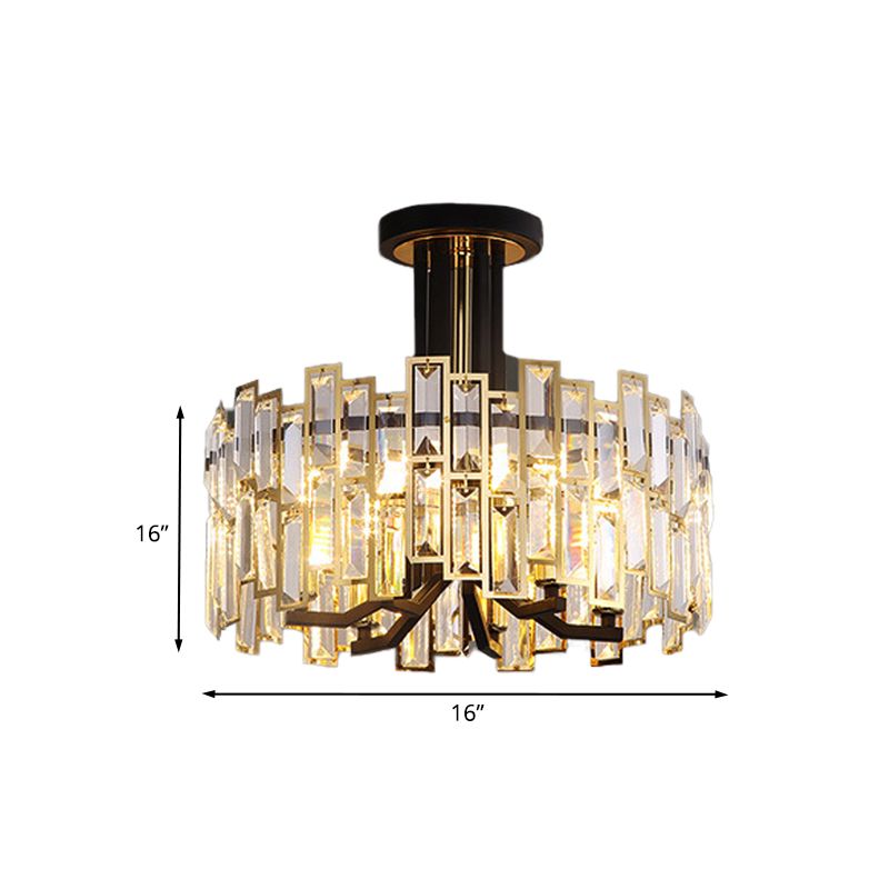 Finitura nera con semi-montatura a cristallo sfaccettato rotondo vicino alla lampada del soffitto vicino alla lampada del soffitto