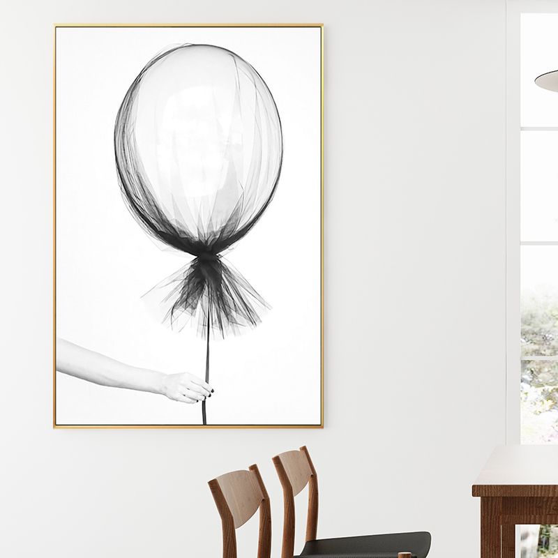 Canvas White Painting Minimalism Style Balloon Pencil Wall Art Decor, Multiple Sizes