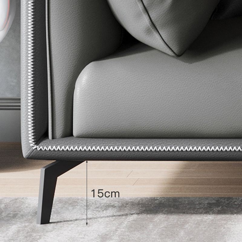 Genuine Leather Pillow Top Arm Sectional Sofa 28.35"High Cushion Back Sofa for Living Room