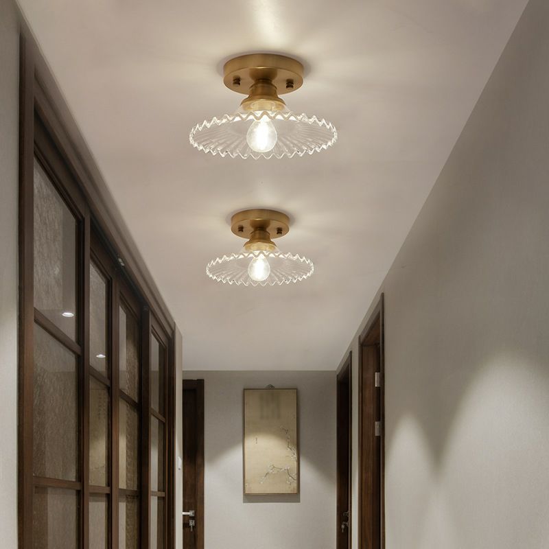 One-Light Vintage Ceiling Light Brass Metal Ceiling Mounted Fixture