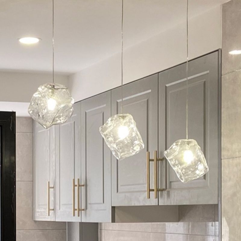 Multi Lights Geometric Cluster Pendant Light Modern Style Glass Down Lighting