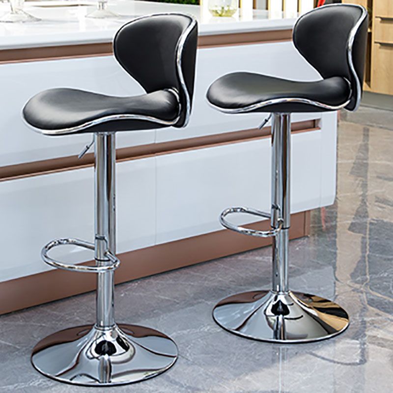 Contemporary Metal Barstool PU Leather Footrest Upholstered Counter Stool