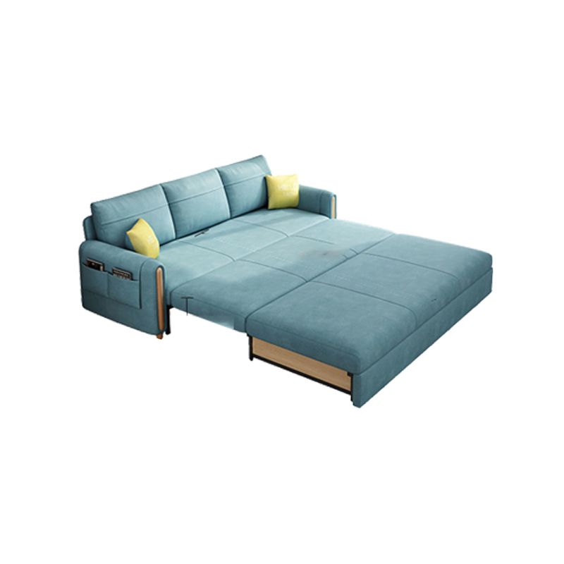 Green Faux leather Sleeper Sofa Scandinavian Style Sofa Bed for Home