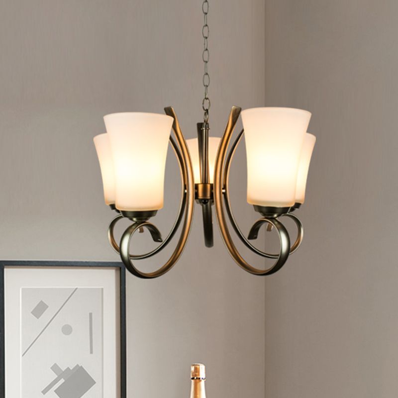 3 luci curva lampada sospesa in ottone vintage lampadario in vetro smerigliato per il ristorante