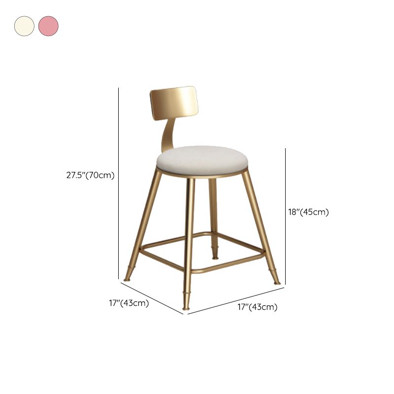 Glam Armless Backrest Counter Stool Iron Bar Stool with Cushion for Milk Tea Shop