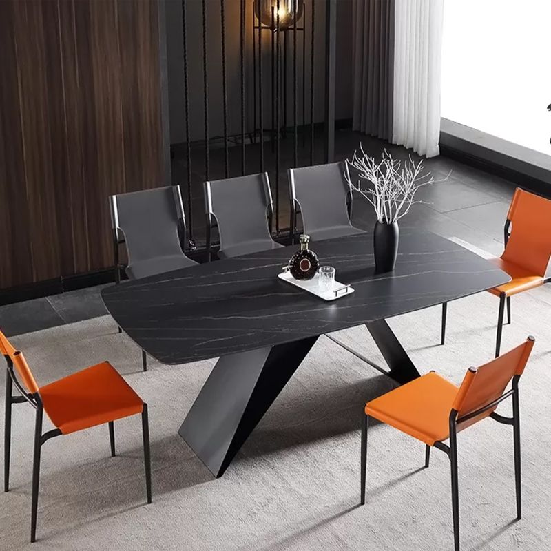 Industrial Leather Dining Chairs Armless Side Chairs with Metal Legs for Home Use