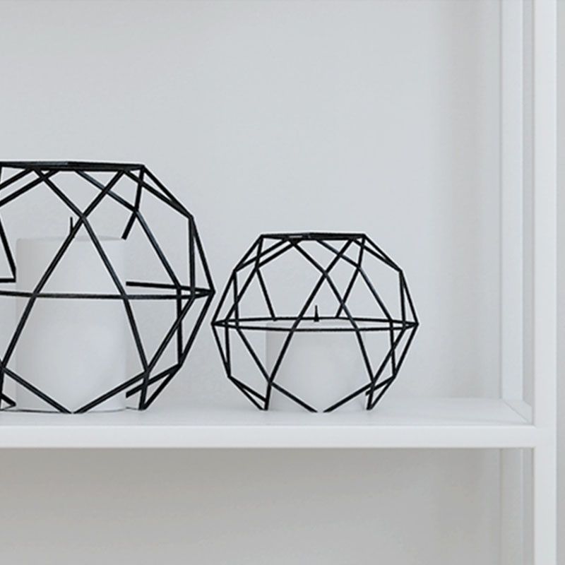 Metal Frame Bookshelf Modern Black / White Open Storage Bookcase