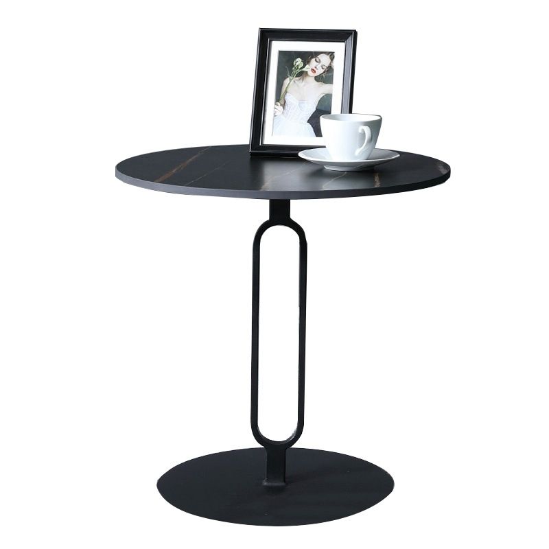 21.65" Tall Pedestal Side Table Mid-Century Modern Round Stone Top End Table