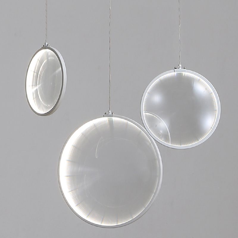 Lámpara de lente de vidrio transparente Simplicidad de 3 luces White Hanging Lighting para escalera