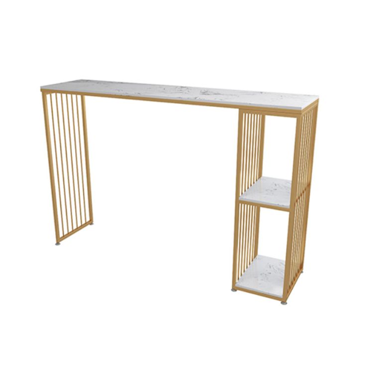 Glam 1/3 Pieces Bar Table Set Rectangle Stone Counter Table with Stools for Balcony