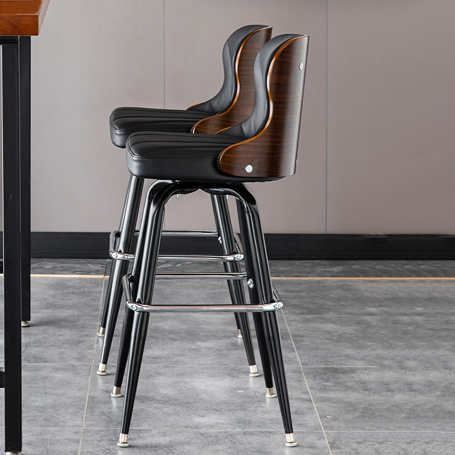 Arm Less Modern Bar Stool Footrest Leather Coffee Shop Bucket Counter Stool