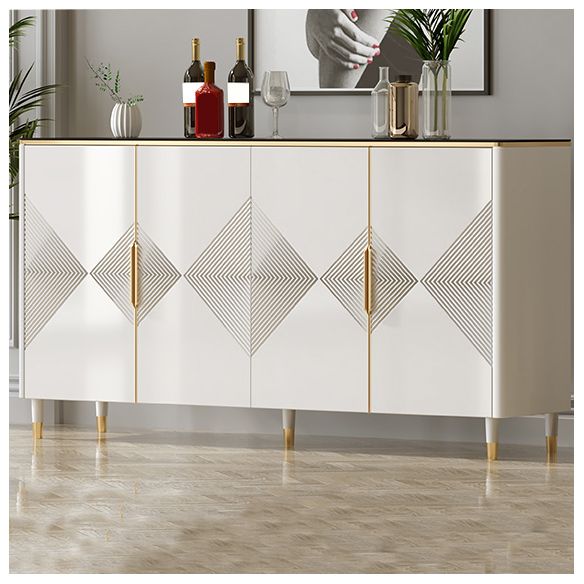 Glam Style Sideboard Wood Adjustable Shelving Side Board with Cabinets and Drawers