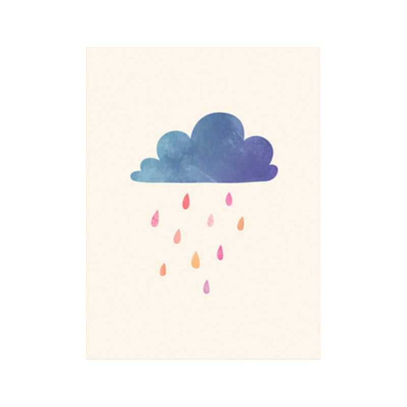 Rainy View Wrapped Canvas Children's Art Fantastic Weather Phenomenon Wall Decor in Blue