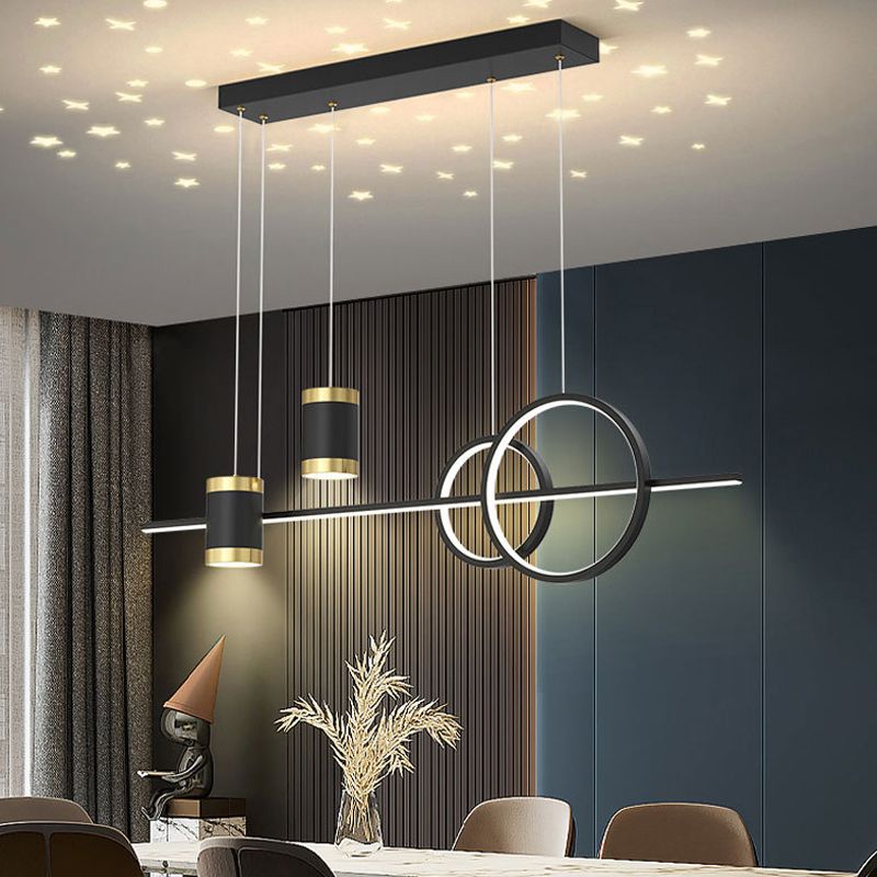 4-Lights Modern Island Pendants Metal Pendant Lights for Dining Room