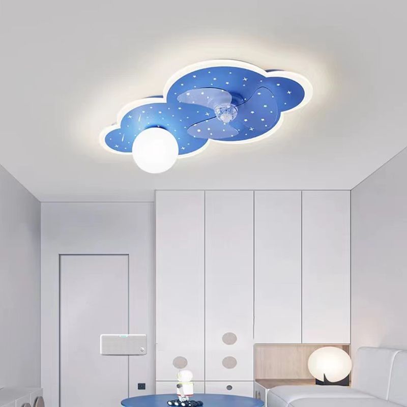 3-Blade Fan with Light Children Blue Ceiling Fan for Restaurant