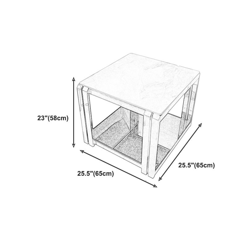 Mid-Century Modern Stone Top End Table Stainless Steel Frame Sofa Side Table