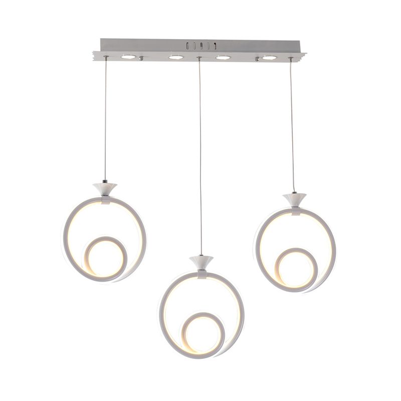 Pargante de clúster de múltiples anillos acrílico contemporáneo 3/5 lámpara de suspensión de cocina de la cabeza en luz cálida/blanca/natural