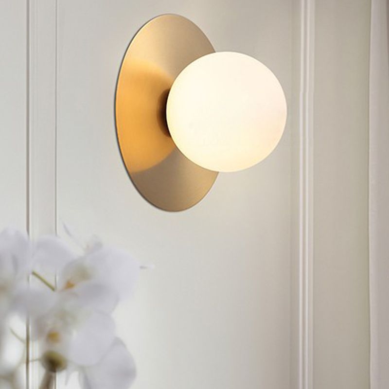 Nordic Style Wall Sconce White Glass Globe Wall Mounted Light for Living Room