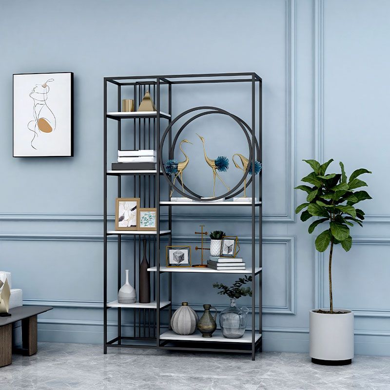 Closed Back Metal Bookcase Scandinavian Bookshelf with Storage Shelves