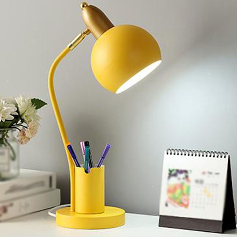 Macaroon Metal Table Light Bell 1-Light Bedroom Nightstand Lamp with Pen Container