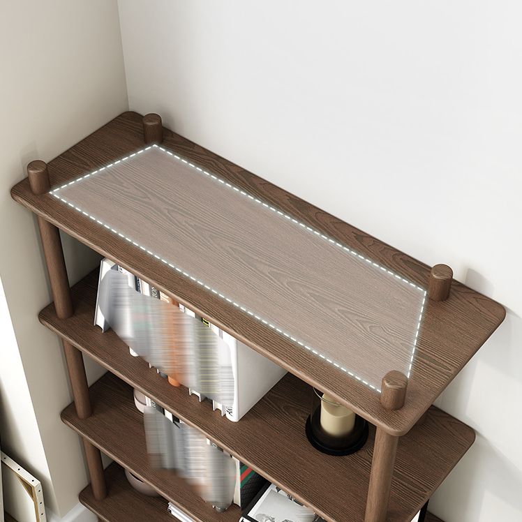 Gummiholz ​​Etagere Bücherregal zeitgenössisches offenes Bücherregal für Zuhause