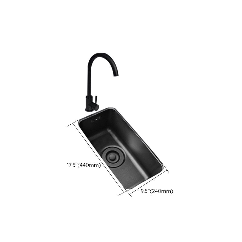 Black Stainless Steel Sink Single Bowl Undermount Sink with Basket Strainer