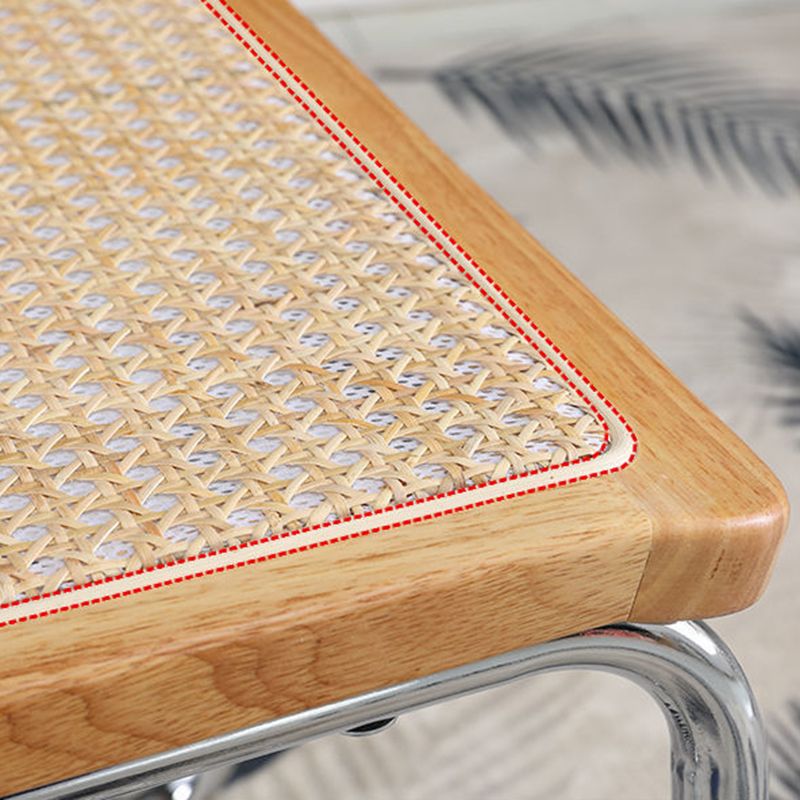 Metal Side Chair Modern Style Open Back Armless Chair with Silver Leg