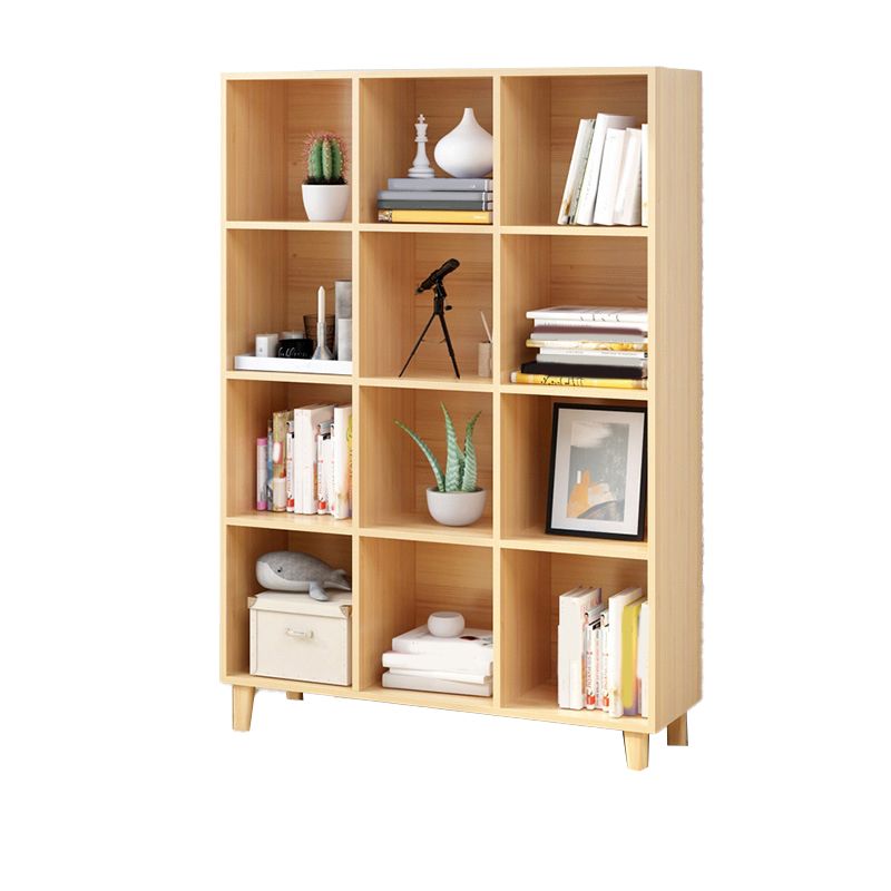 Natural Wooden Bookcase Standard Contemporary Bookshelf with Shelves