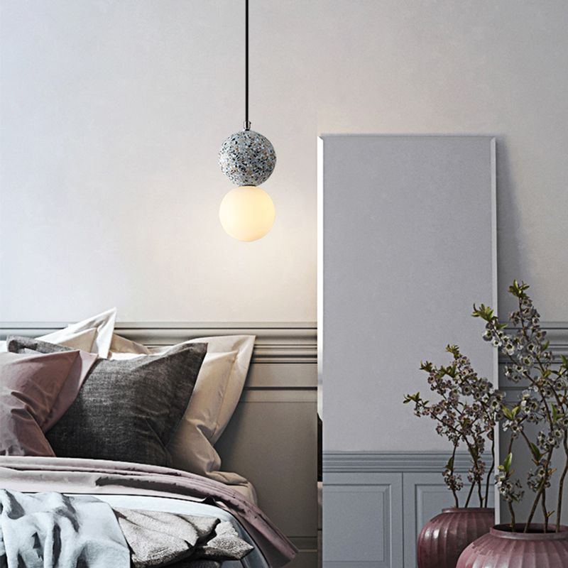 1-Light Spherical Hanging Pendant Modern Style Glass Hanging Lighting for Living Room