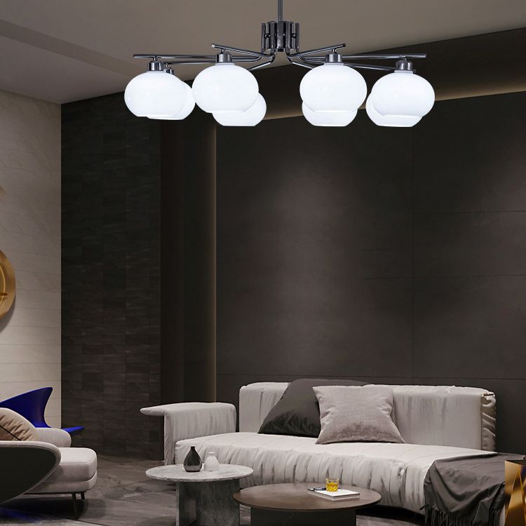 Araña de la esfera lámpara de vidrio de ópalo blanca esmerilado para comedor para comedor