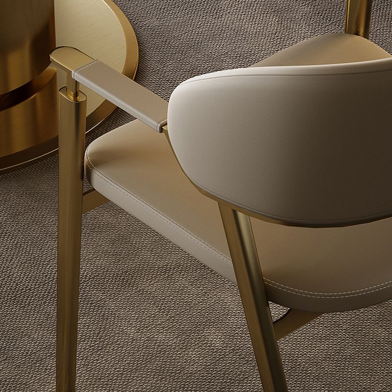 Glam Faux Leather Dining Chairs Dining Arm Chair with Upholstered