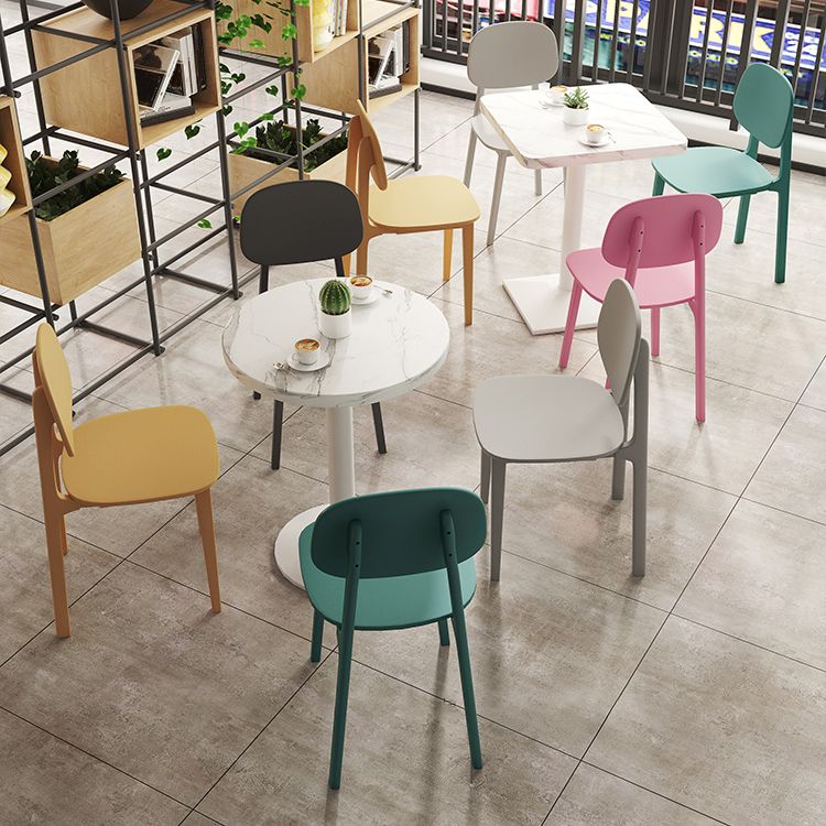 Industrial Wooden White Table for Restaurant Dining Table with Metal Base