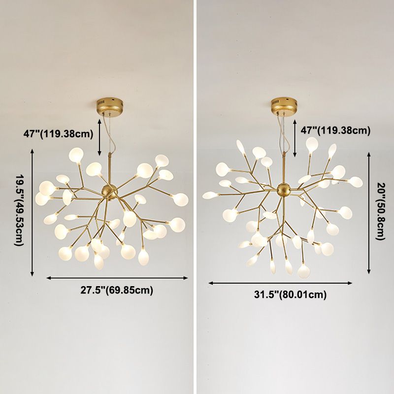 Gold Firefly Chandelier Modernist Metal Multi Lights Ceiling Chandelier for Living Room
