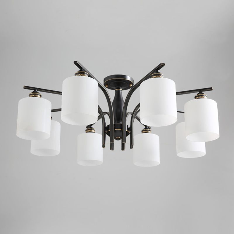 Semi Mount Lighting Minimalist Glass Cylindrical Semi Flush Mount Ceiling Fixture