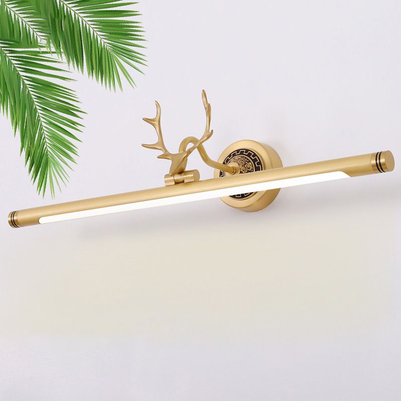 Metal Linear Shape Wall Light Modern Style 1-Light Mirror Wall Mounted Light