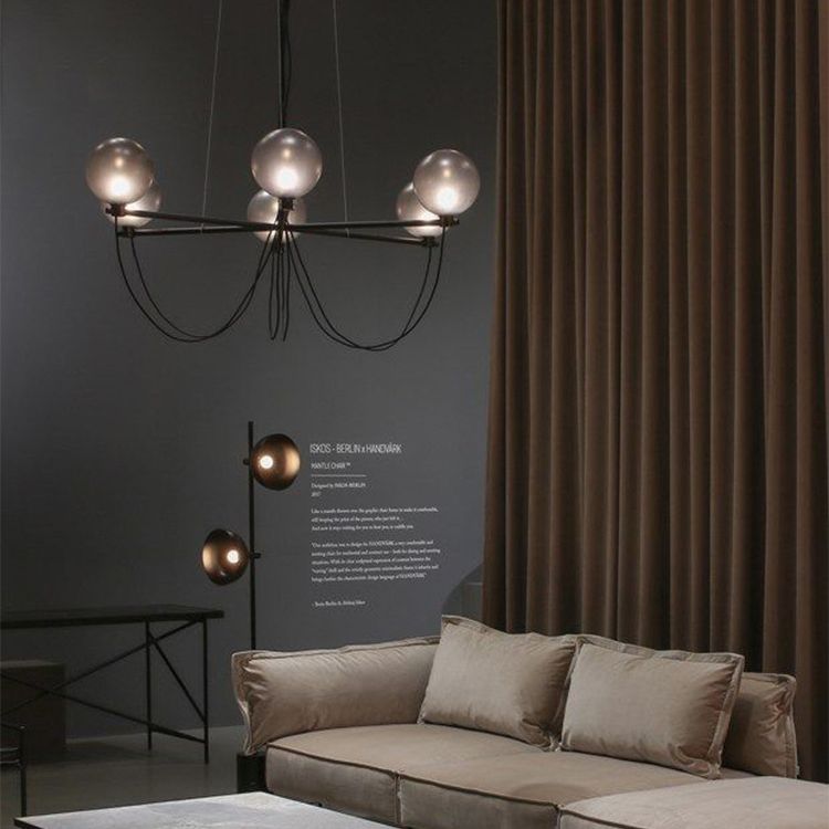 Fladiente di vetro grigio grigio a 6 luci Light Light Post-Modern Style Living Lighting Secondo