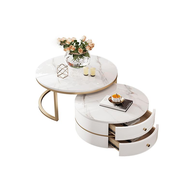 Modern Coffee Table Frame 2 Piece Nesting Tables with Golden Legs