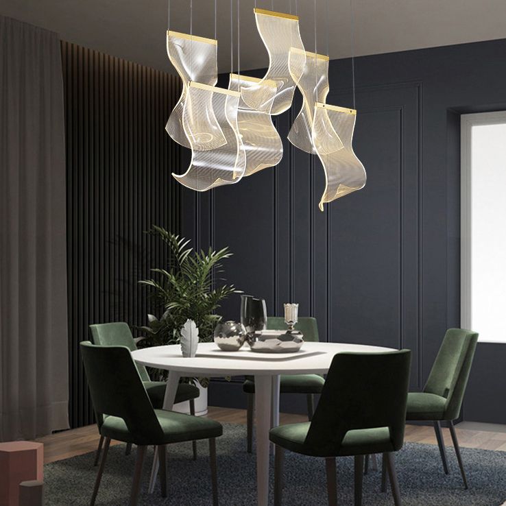 Paper Hanging Light Fixtures Modern Simple Acrylic Ceiling Pendant for Stairwell