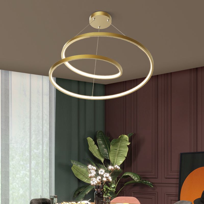 Spiral Shade Chandelier Light Modern Metal 1 Light Chandelier Lighting Fixture in Gold
