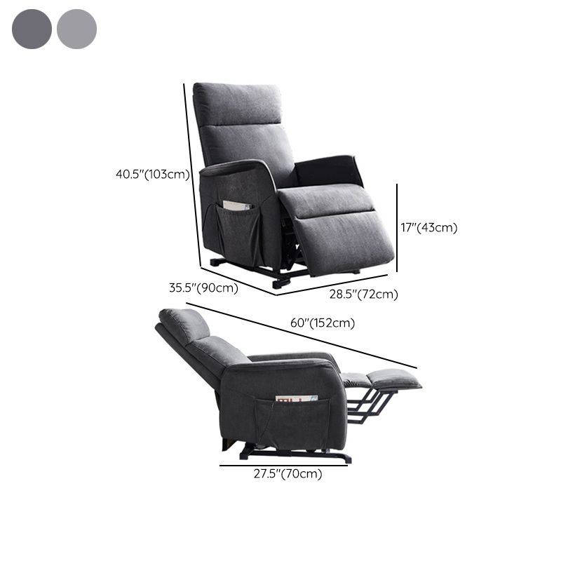 Velvet Gray Recliner Power-Remote Recliner Chair with Lift Assist